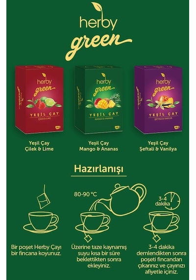 Herby Mango ve Ananaslı Yeşil Çay 18'li