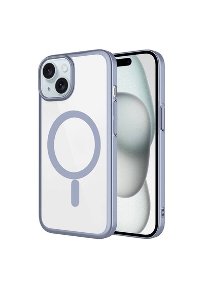 Zeyline Apple Uyumlu iPhone 15 Plus Wireless Şarj Özellikli Sert Pc Zore Mat Riksos Magsafe Kapak-gri