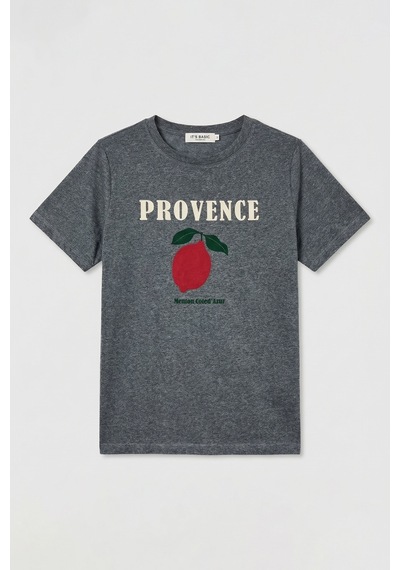 it's basic Kadın Gri W5 Oversize Baskılı %100 Pamuk T-shirt