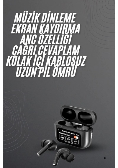 Kulak İçi Bluetooth Kulaklık Ekranlı Müzik Dinleme Çağrı Cevaplama Siyah Yeni Nesil Çok Renkli
