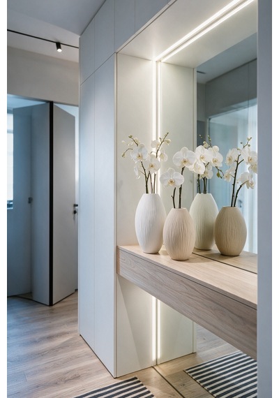 2'li Vazo Set - Kuru Çiçek Vazosu - Modern Salon Dekoru, Hediyelik - Beyaz/bej