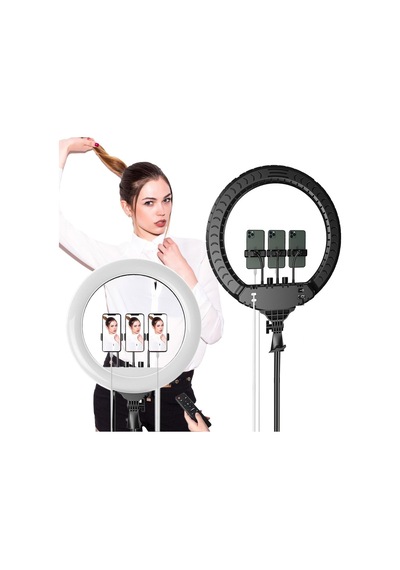 Tr 21 İnch 53cm Extra Büyük Boy Youtuber Led Işıklı Halka Telefon Tutuculu Uzaktan Kumada Selfie/yayıncı/makyaj I