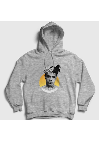 Presmono Unisex Sun Xxxtentacion Kapüşonlu Sweatshirt Gri Melanj