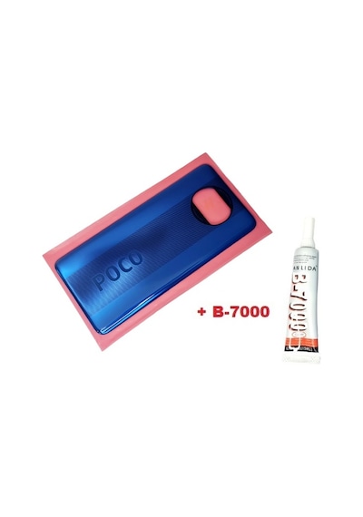 Tkgz Xiaomi Poco X3 / Poco X3 Nfc Arka Kapak Batarya Pil Kapağı Cam+b-7000 Mavi