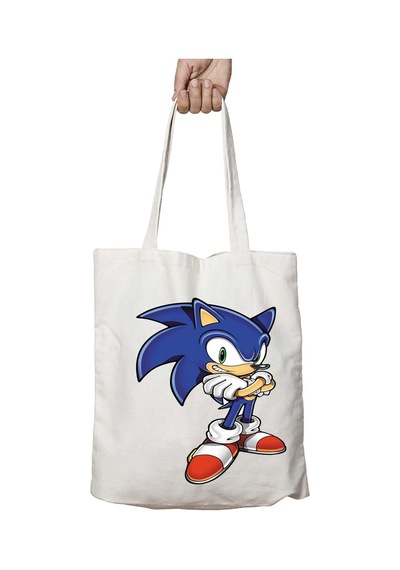 Art Hediye Sonic İki Taraf Kalıcı Yıkanabilir Okul Plaj Omuz Bez Çanta Çok Renkli
