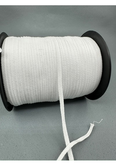 5 Mm Pamuk Balıksırtı Şerit-5 Metre - Beyaz