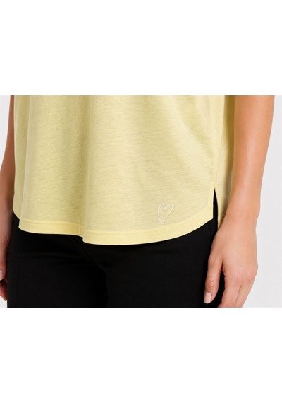 Neden Tekstil Kadın Rahat Kesim Sarı Yarım Balıkçı Yaka T-shirt