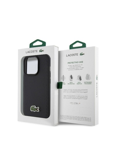 Apple Uyumlu iPhone 15 Pro Max Kılıf Lacoste Lisanslı Pu Pike Desenli İkonik Timsah Dokuma Logolu Yeşil