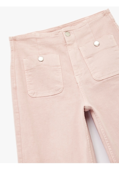 Koton Yüksek Bel Cep Detaylı Düğmeli Kısa Geniş Paça Pantolon - Culotte Jeans Pembe 6wal40022mw Pembe Koton Yüksek Bel Cep Detaylı Düğmeli Kısa Geniş Paça Pantolon - Culotte Jeans Pembe 6wal40022mw Pembe