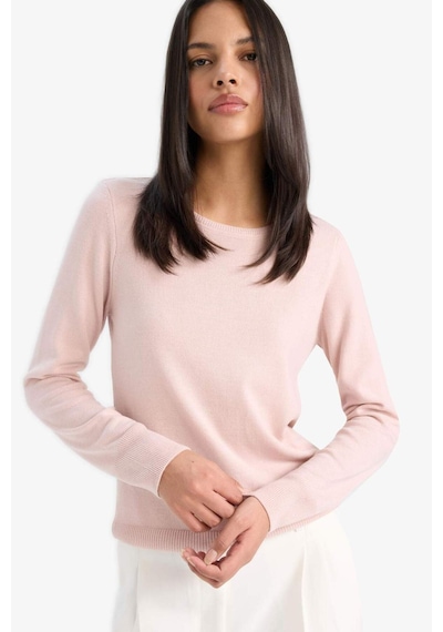 Defacto Regular Fit Bisiklet Yaka Kadın Triko Kazak F7091AZ25WNPN638 - Pembe