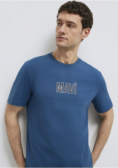 Mavi - Mavi Logo Baskılı Mavi Tişört 0613186-70764 Mavi