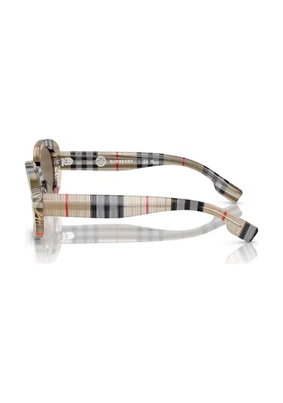 Burberry Junior Ojb4339 377873 48 Çocuk Oval Bej Ekose Desenli Kemik Güneş Gözlüğü