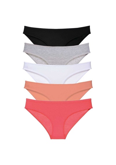 5 Adet Set Likralı Kadın Slip Külot Siyah Gri Beyaz Pudra Fuşya