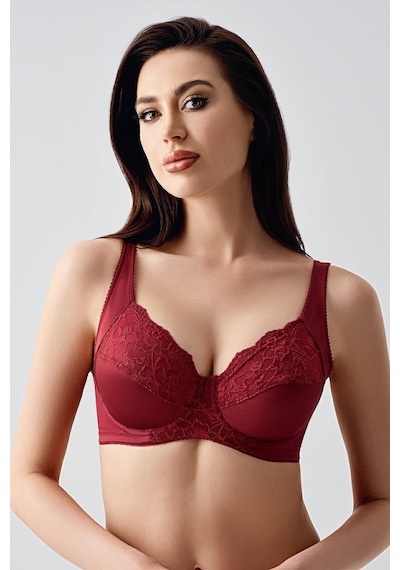 New Bra Kadın C Kap Dantelli Balenli Desteksiz Toparlayıcı Sütyen Bordo 2305 Bordo