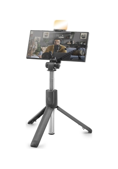 Telefon Tripodu Ve Selfie Çubuğu Led Bluetooth Kumandalı 69 Cm Siyah Nd1038
