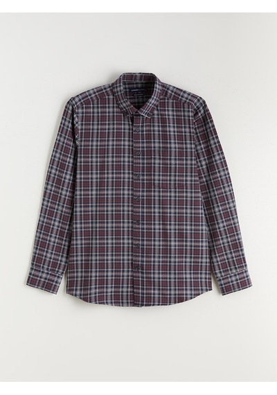 Lcwaıkıkı Classic Bordo Regular Fit Uzun Kollu Ekose Erkek Gömlek