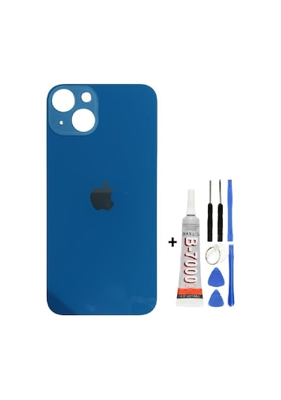 Apple Uyumlu iPhone , , 14 Arka Kapak Cam +yapıştırıcı B700 + Tamir Seti - Mavi Mavi