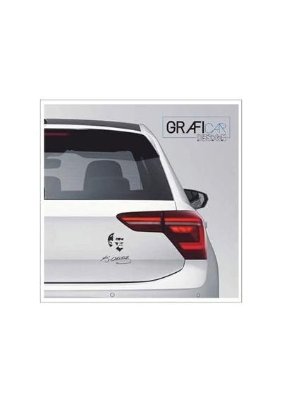 K.atatürk Silüet İle Uyumlu İmza Sticker Abanoz