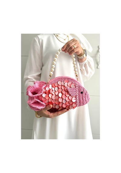Bolca Emek El Yapımı Pullu Balık Tasarım Kadın Çanta Pembe - 916401767 Pembe - 916401767 Pembe
