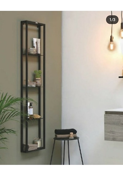 Firuze Metal Banyo, Mutfak Ve Antre Duvar Rafı Siyah Siyah