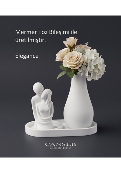 10cm Sevgili Biblo & 13cm Çiçek Vazosu - 17cm Tepsi - Üçlü Set 87057674