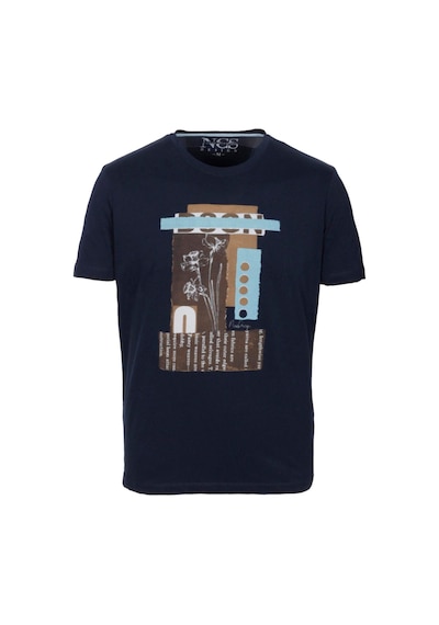 Erkek Tişört Bisiklet Yaka Lacivert Slim Fit Baskılı T-shirt Ncs Jeans 1228-lacivert Lacivert
