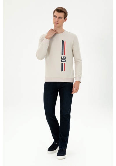 U.S. Polo Assn. Erkek Regular Fit Bisiklet Yaka Taş Sweatshirt 50293441-VR049