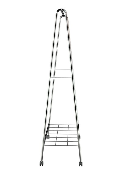Metallica Concept Tekerlekli Oval Askılık Ayaklı Askılık Konfeksiyon Butik Askılık Krom Metalik