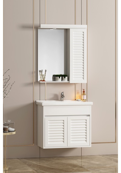 Çuha 55 Cm Beyaz Mdf Panjurlu Asma Banyo Dolabı Takımı Beyaz Çuha 55 Cm Beyaz Mdf Panjurlu Asma Banyo Dolabı Takımı Beyaz