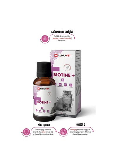 Supravet 100 Ml + Zinc + Multi Vitamin Kediler İçin Tüy Sağlığı Damlası