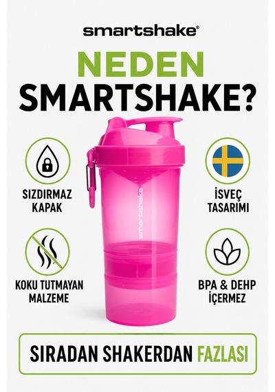 Smartshake Original2go Serisi 600 Ml Neon Pembe Protein Shaker