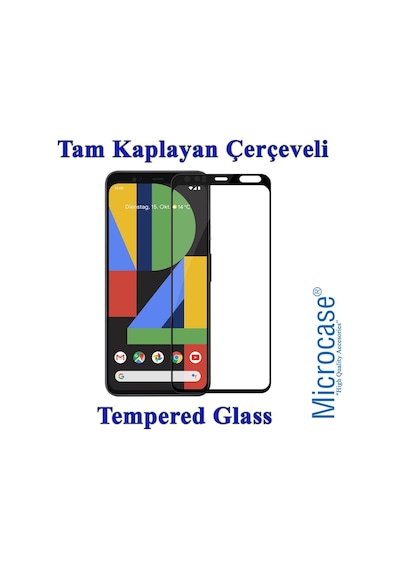 Google Pixel 4 Xl Tam Kaplayan Çerçeveli Tempered Cam - Siyah