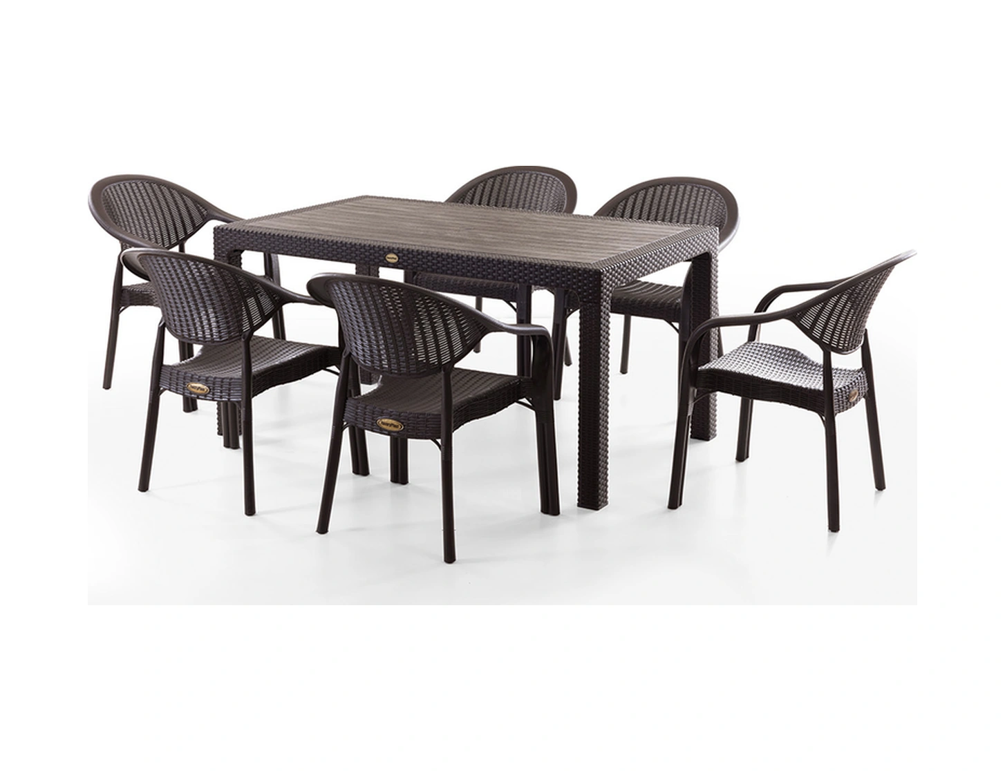 Bamboo 6 Kişilik Rattan Masa Sandalye Takımı Kahve Kahve