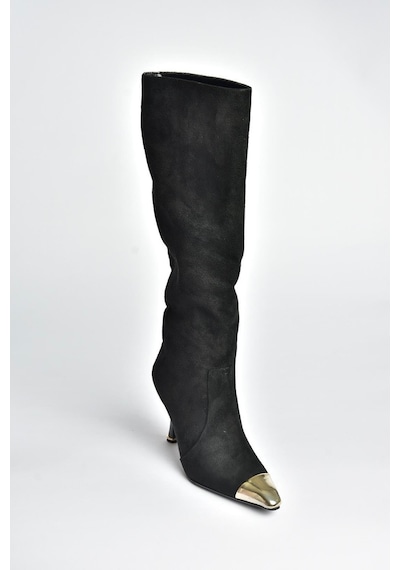 Fox Shoes V752574102 Siyah Süet İnce Topuklu Kadın Çizme Siyah