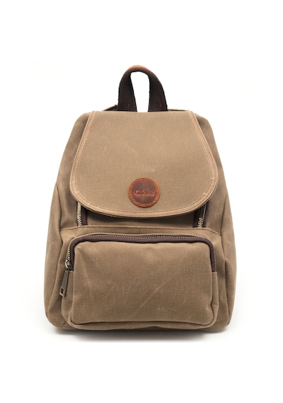 Gillario Design 04 Kanvas - Deri Kadın Sırt Çantası Camel