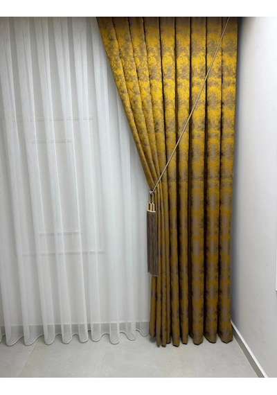 Nivemeshome İstanbul Hardal 1/3 Sık Pileli Fon Perde Apm Hardal