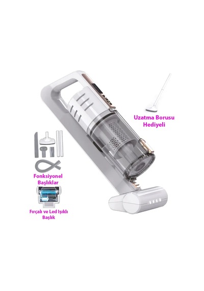Ezere 15000pa Led Işıklı Kuru Islak Kullanım Kablosuz Güçlü El Araç-ev Süpürgesi- 5775