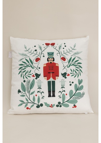 Charm Kurşun Asker Baskılı Beyaz Kırlent 43x43 35264a Beyaz