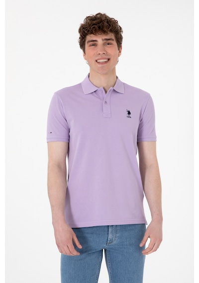 U.S. Polo Assn. Erkek Slim Fit Polo Yaka Lila Basic Tişört 50307699-VR034
