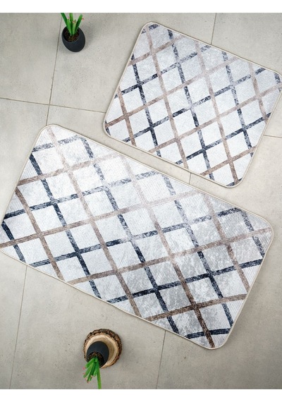 Dijital Baskılı Yıkanabilir Kaymaz Taban 2li Banyo Halısı Paspas Klozet Takımı 4011b