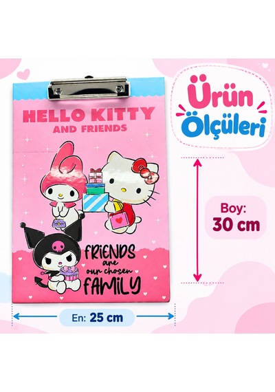 Bakgelal Hello Kitty Pembe Sekreterlik Panosu - Kuromi & My Melody Temalı Metal Kıskaçlı A4 Evrak Dosyası - 9069326065835