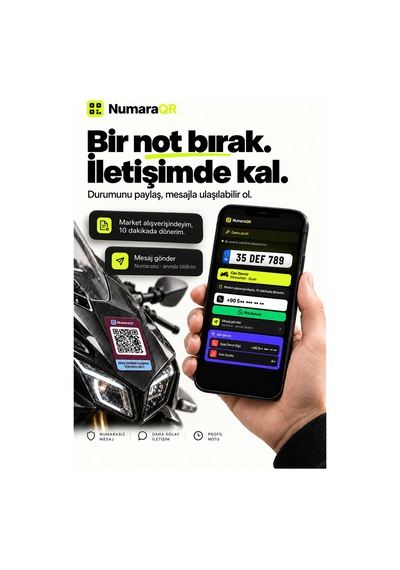 Qr Kodlu Numaratör Araç Ve Motosiklet İçin Qr Etiket Park Numaratörü 8,5x5,5 Cm Bordo Numaraqr