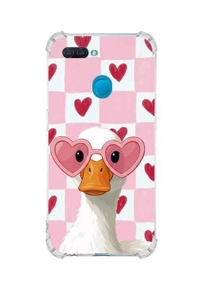Printify Oppo A12 İle Uyumlu Pembe Pötikare Serisi Göletin Gülü Tasarımlı Uv Baskılı Köşe Korumalı Antişok Kılıf Şeffaf