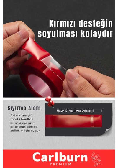 Bant Güçlü Şeffaf Montaj Yapıştırma Meg Çift Taraflı Akrilik Silikonize Bant 18 Mm X 2 Metre