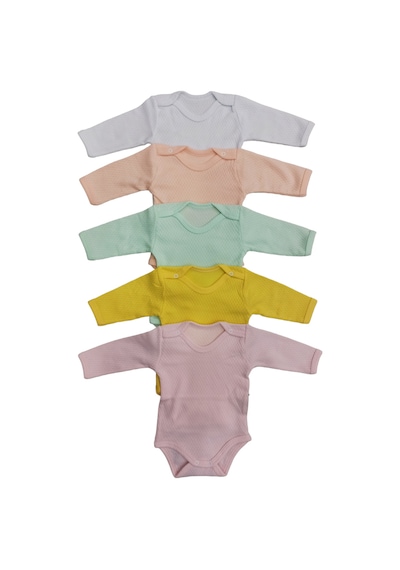 Özdemirli Bebe Uzun Kollu Çıtçıtlı Badi Bisiklet Yaka Body Zıbın (5li Paket)