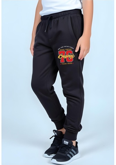 Panios Kids Original 76 Baskılı Erkek Çocuk Jogger Eşofman Altı Siyah