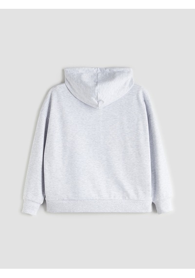 Lcw Vision Gri Kapüşonlu Oversize Kadın Fermuarlı Sweatshirt