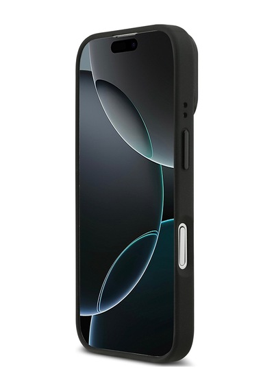Apple Uyumlu iPhone 17 Kılıf Lacoste Lisanslı M-safeli Standlı Pu Deri Karışık Monogram Desenli Kapak Siyah Siyah