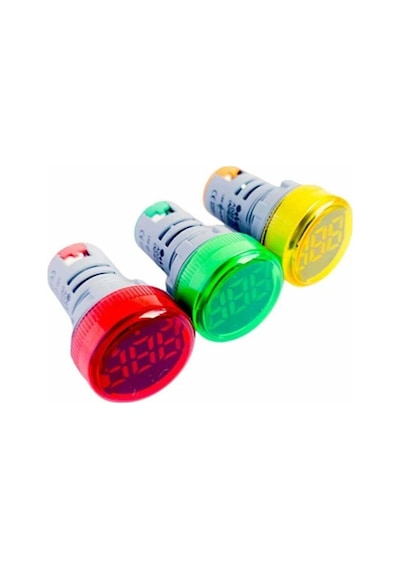 Xvsl-22y 22mm Voltmetreli Ledli Sinyal Lambası Yeşil 24-550v Yeşil Yeşil