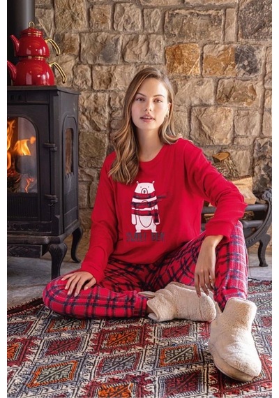 Aydoğan Kadın Termal Pijama Takımı Kırmızı